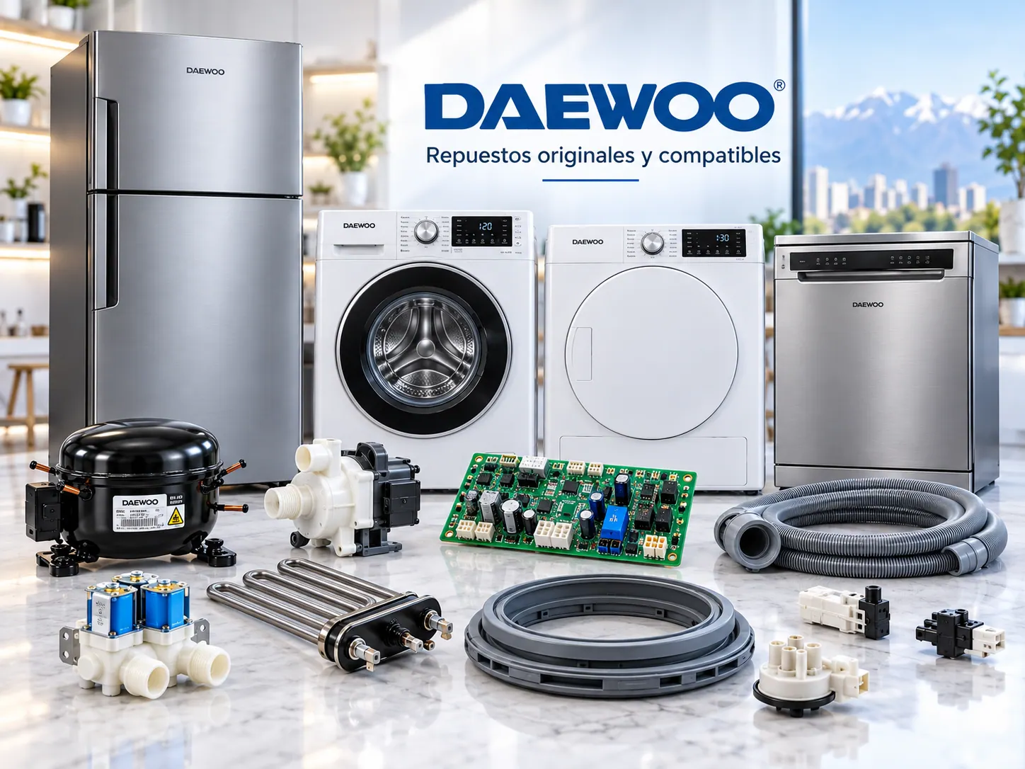 Línea de electrodomésticos Daewoo: refrigeradores, lavadoras, secadoras y lavavajillas